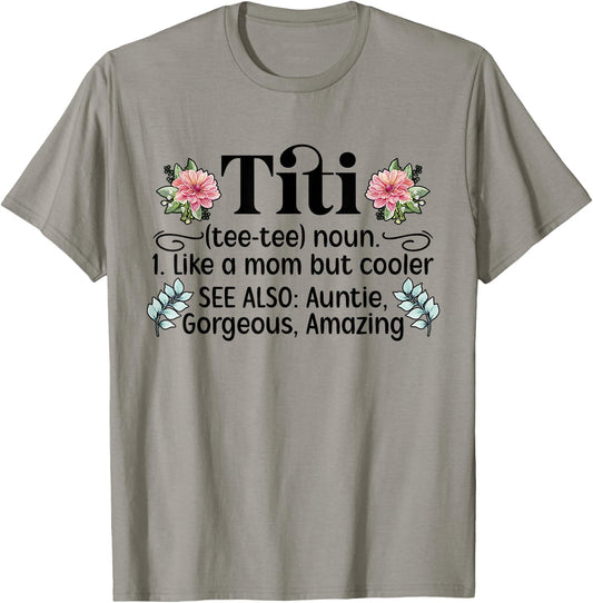 Mother's Day Titi Aunt Titi Auntie - Grey, Women's, Small, Classic Fit, Short Sleeve, Cotton 50% Polyester 50% T-Shirt - T-Shirt | Sand