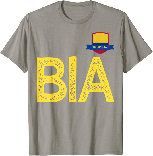 Colombia Human-Flag Letter B and I and A Colombian T-Shirt - T-Shirt | Sand