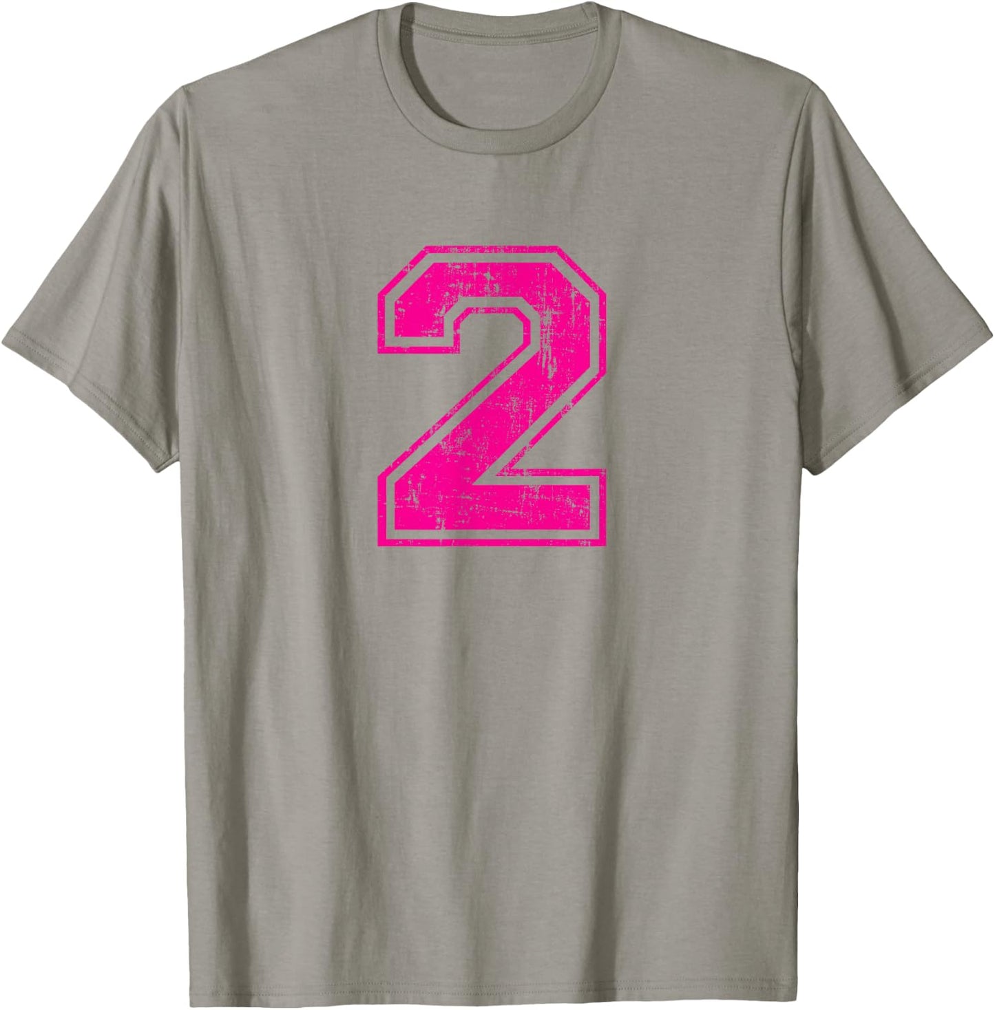 Number 2 Two Varsity Distressed Vintage Sport Team Player's T-Shirt - T-Shirt | Sand
