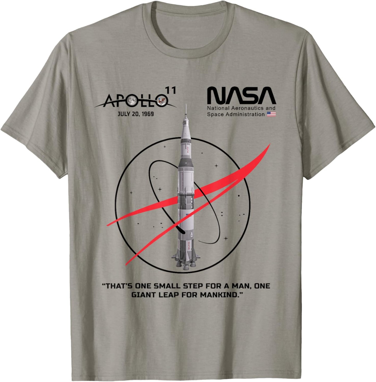 NASA Apollo 11 Mission Saturn V Rocket Worm Logo T-Shirt - T-Shirt | Sand