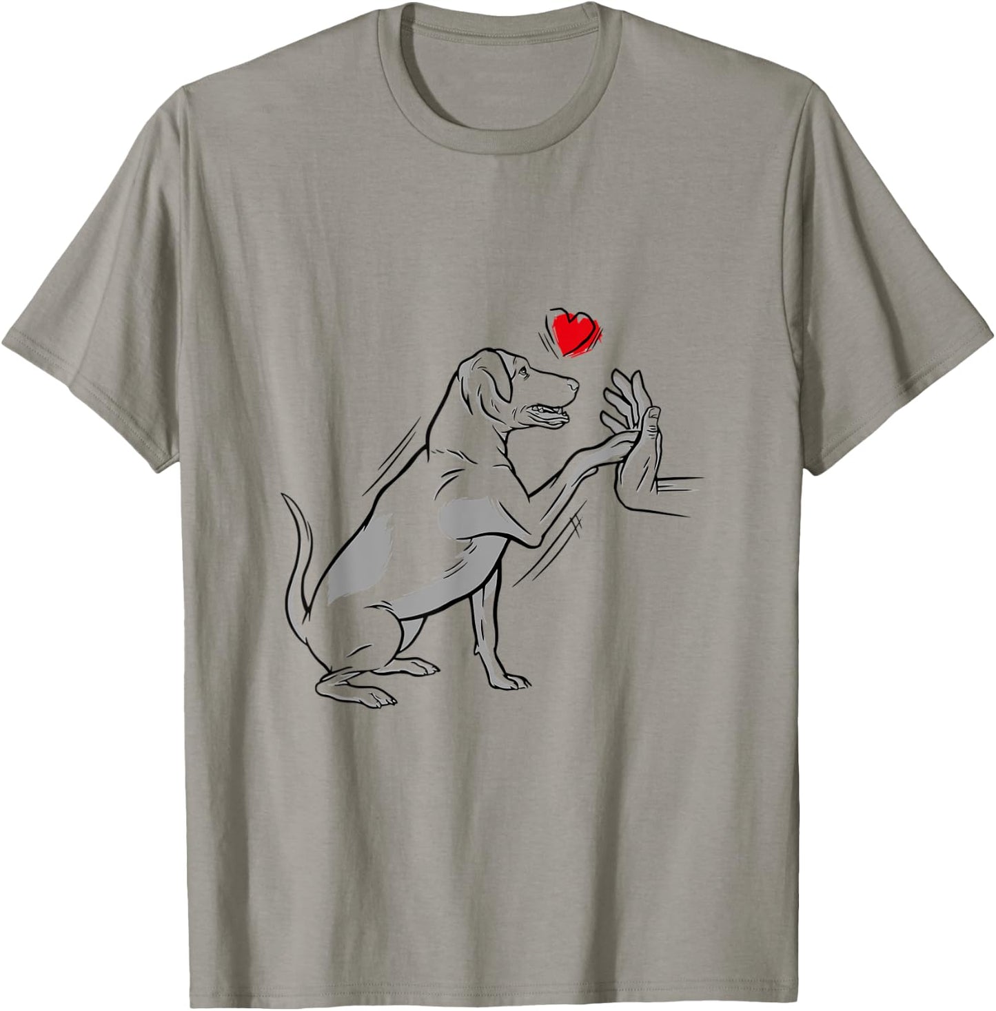 Dog Paw Hand Human Heart Love Labrador Retriever T-Shirt - T-Shirt | Sand