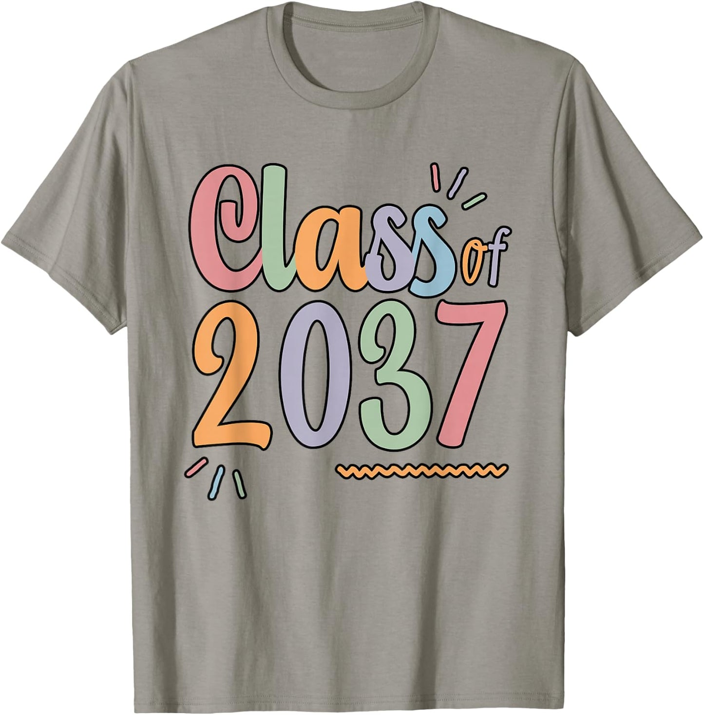 Class of 2037 Grow With Me Handprints On Back K to 12 T-Shirt - T-Shirt | Sand