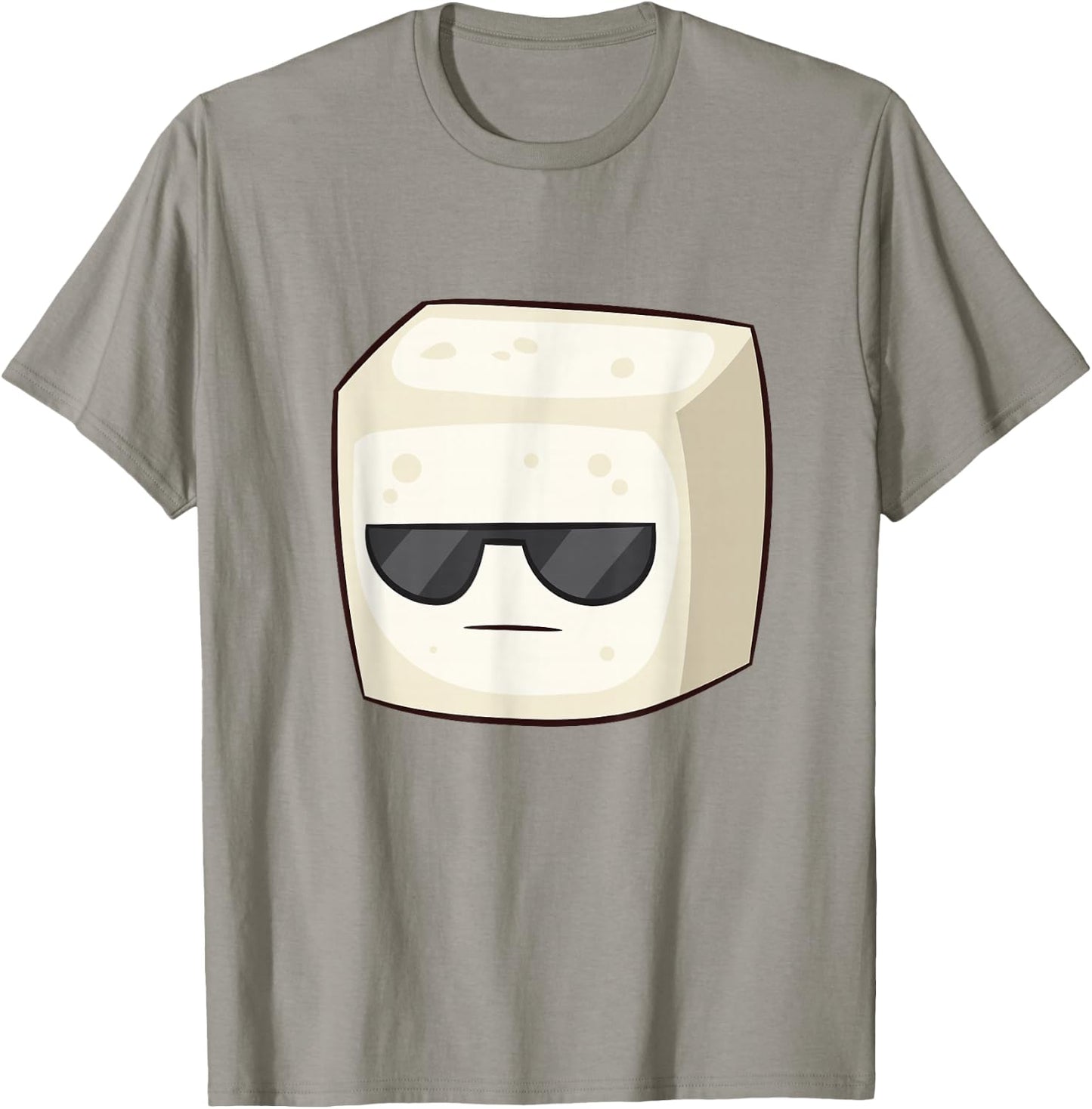 Tofu With Sunglasses Vegan Vegetarian Cute Cartoon Tofu T-Shirt - T-Shirt | Sand