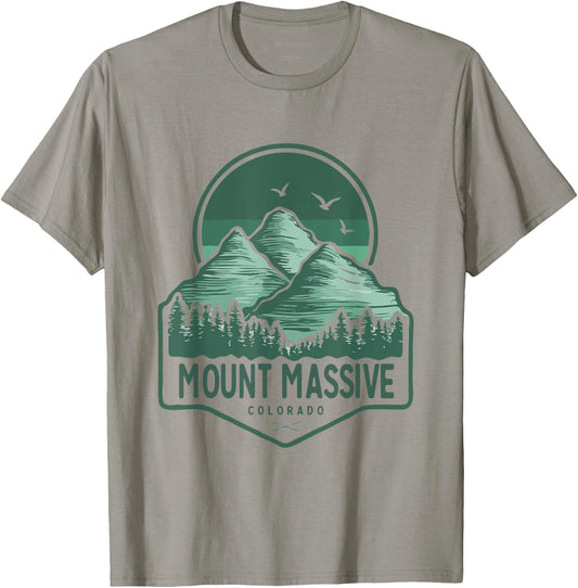 Mount Massive Mountains Colorado Hiking Outdoors Vintage T-Shirt - T-Shirt | Sand