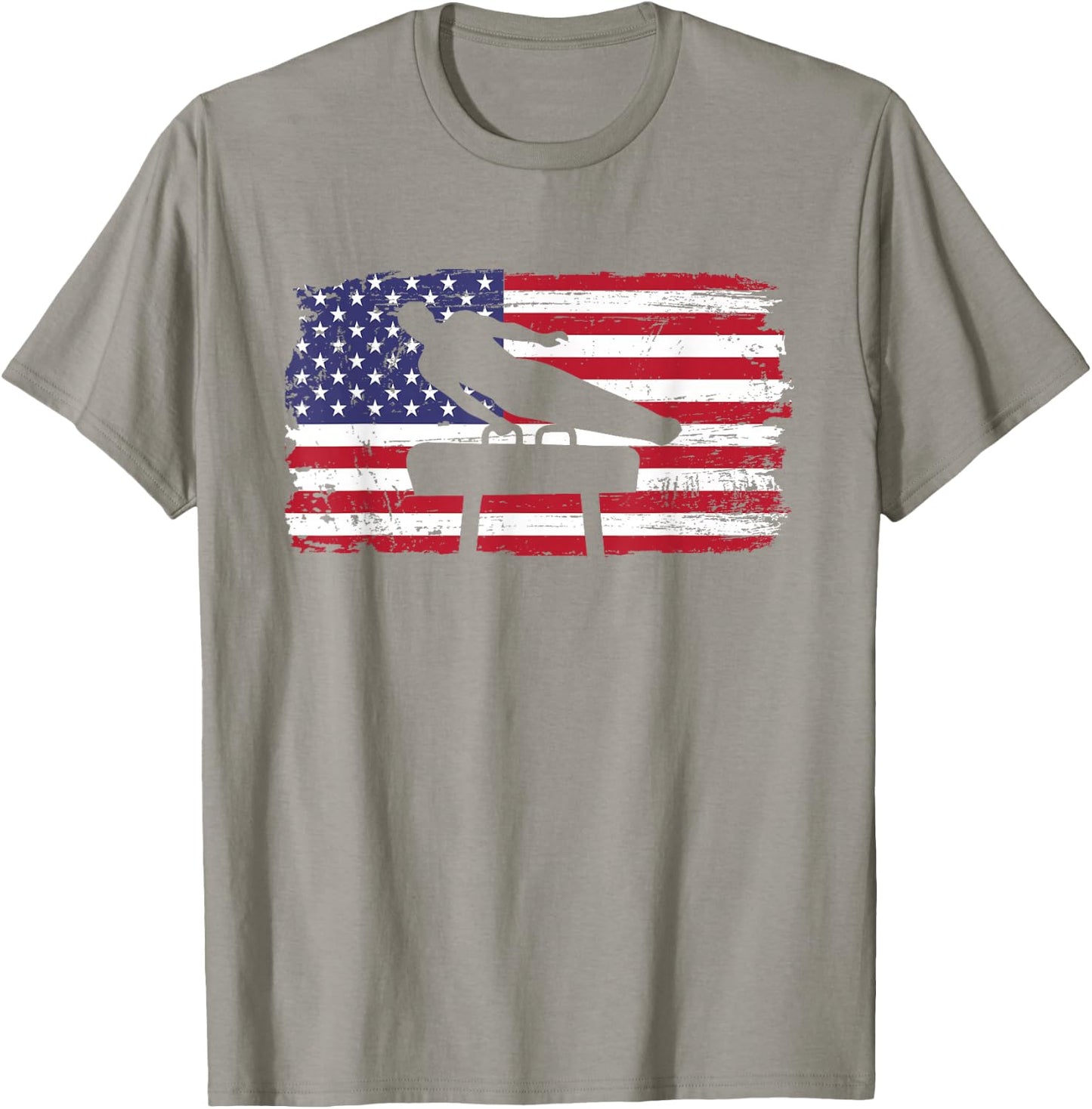 Gymnastics Pommel Horse Guy USA American Flag Sports Team T-Shirt - T-Shirt | Sand