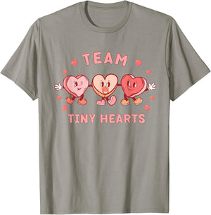 Retro Team Tiny Hearts Nurse Valentines Peds Cardiac Nurse T-Shirt - T-Shirt | Sand