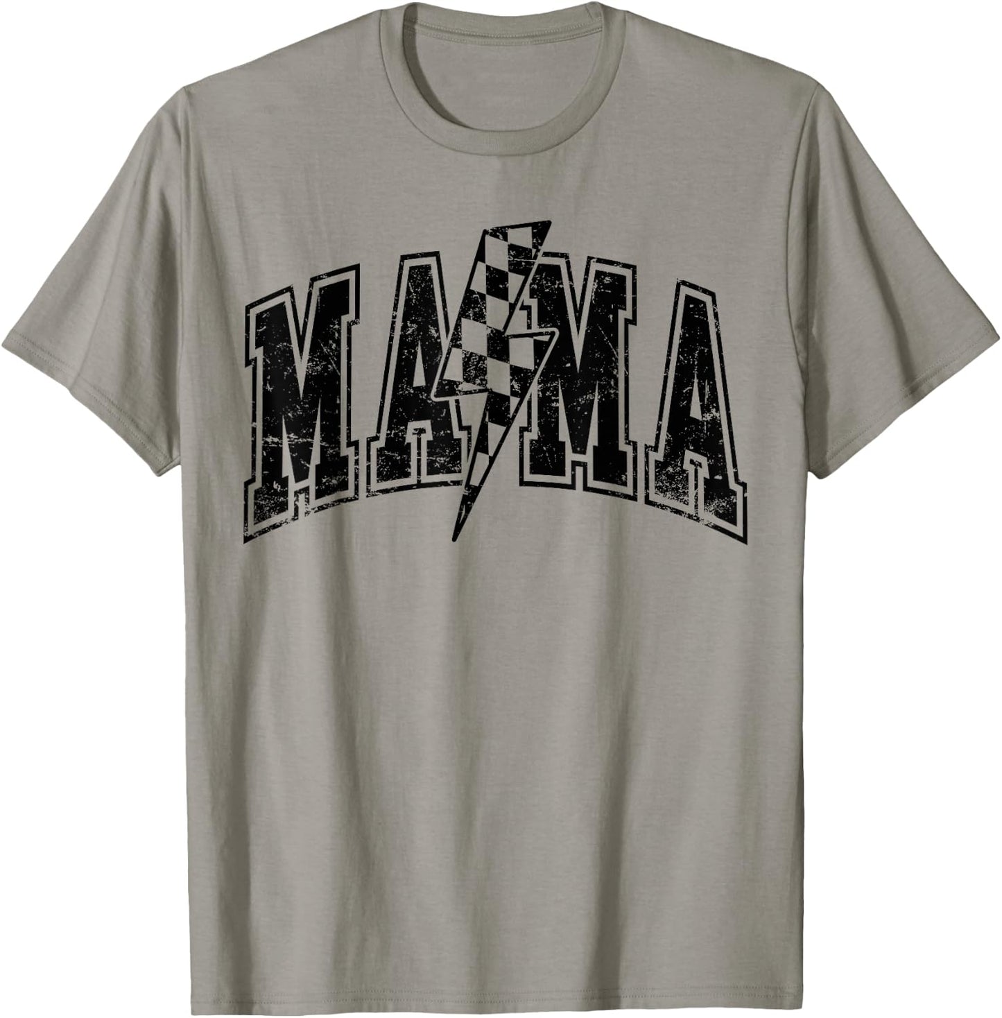 Mama Lightning Bolt Checkered Mother's Day Varsity For Mom T-Shirt - T-Shirt | Sand