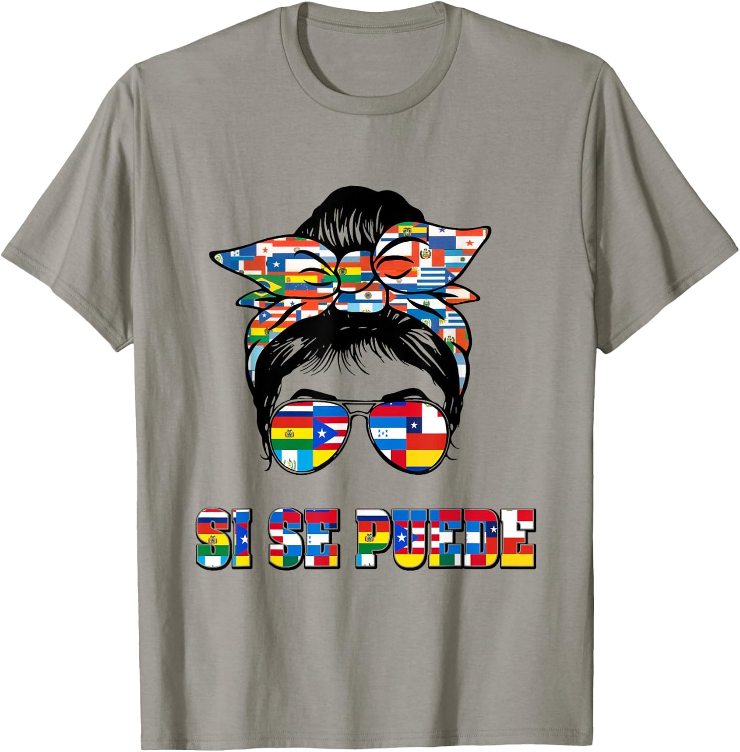Hispanic Heritage Month Messy Bun Si Se Puede Women T-Shirt - T-Shirt | Sand