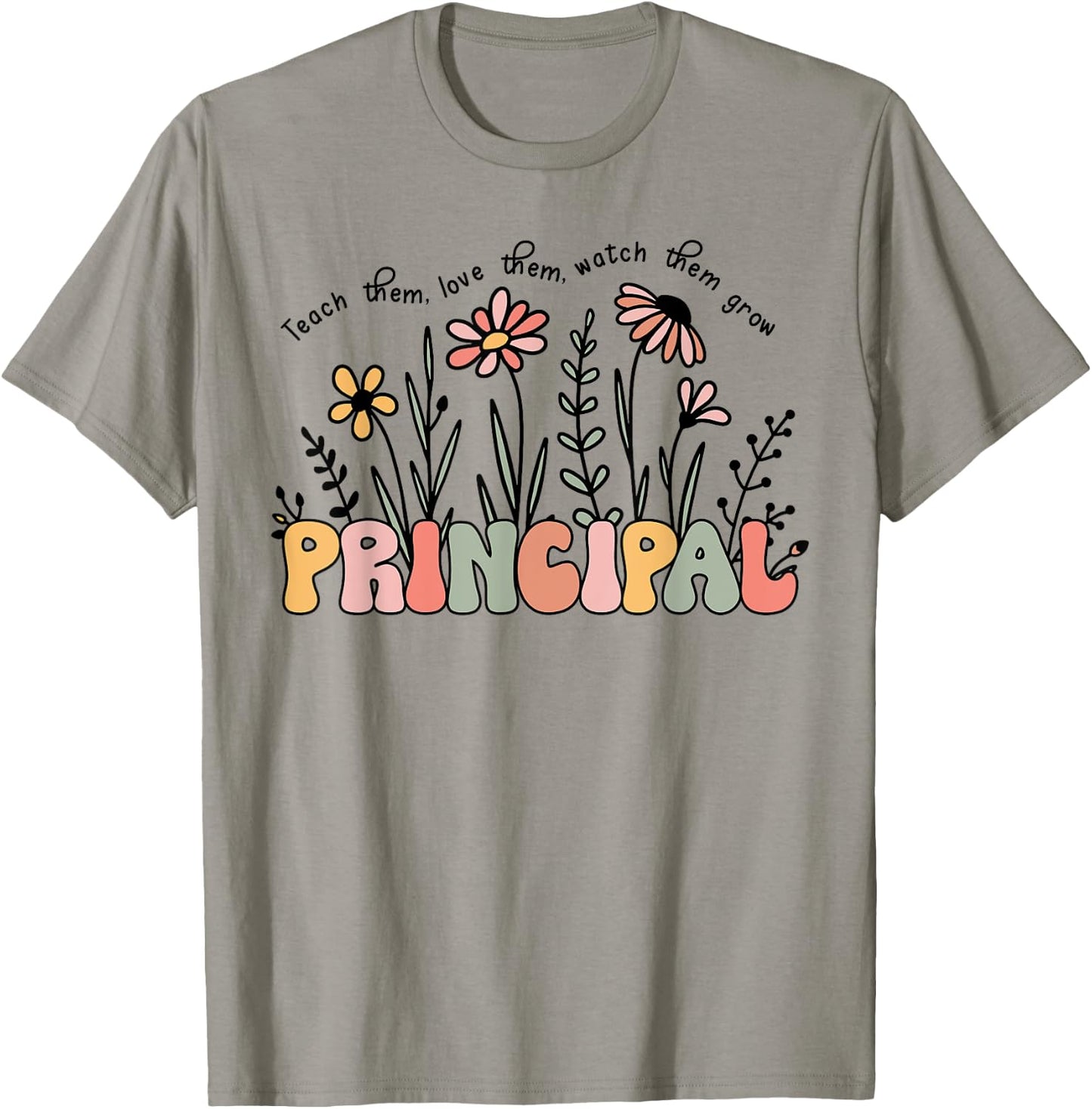 Retro Vintage Floral Principal Shirt Teachers Day T-Shirt - T-Shirt | Sand