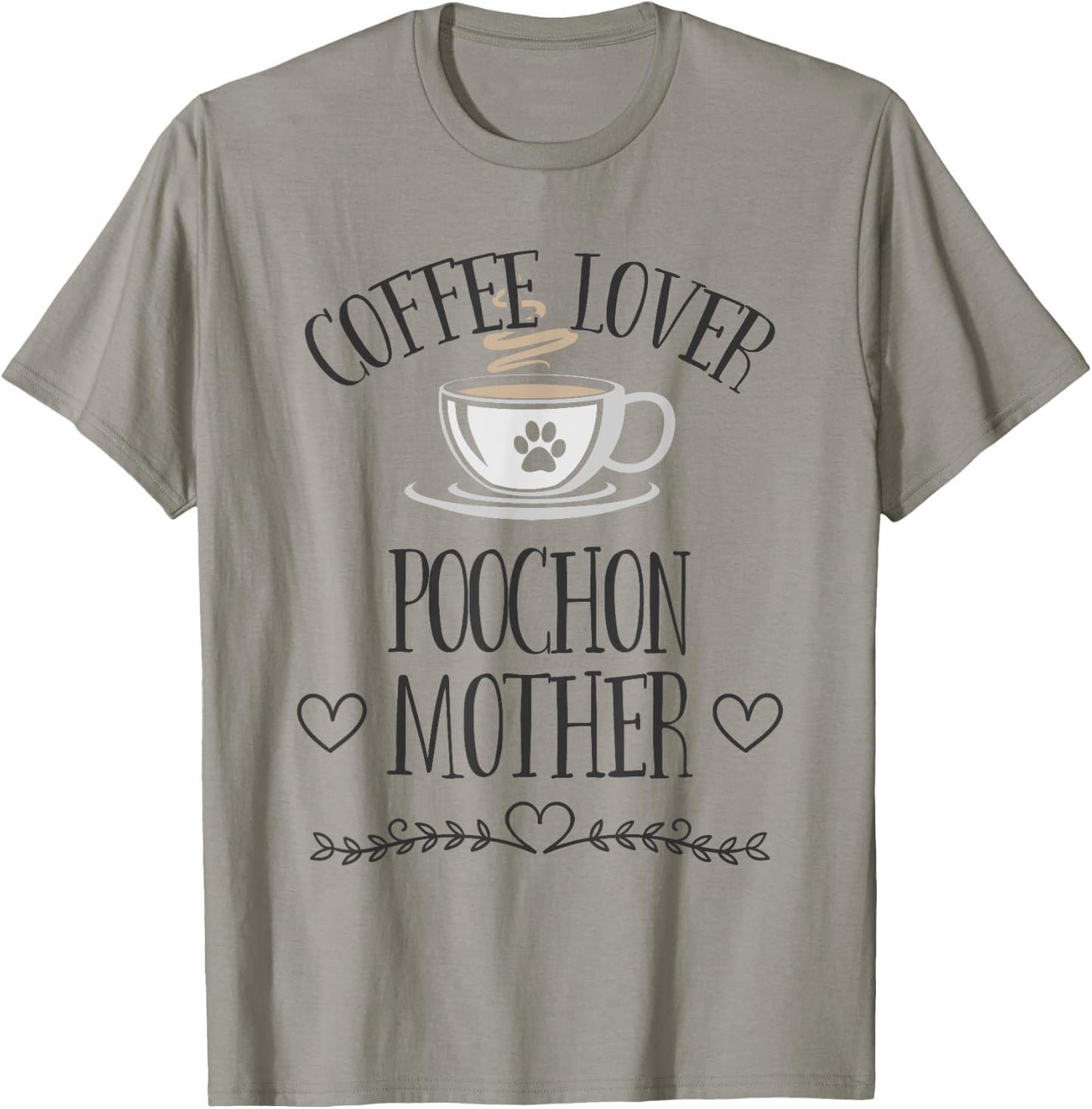 Poochon Mom Dog & Coffee Lover Gift Funny Slogan Pun Gift T-Shirt - T-Shirt | Sand