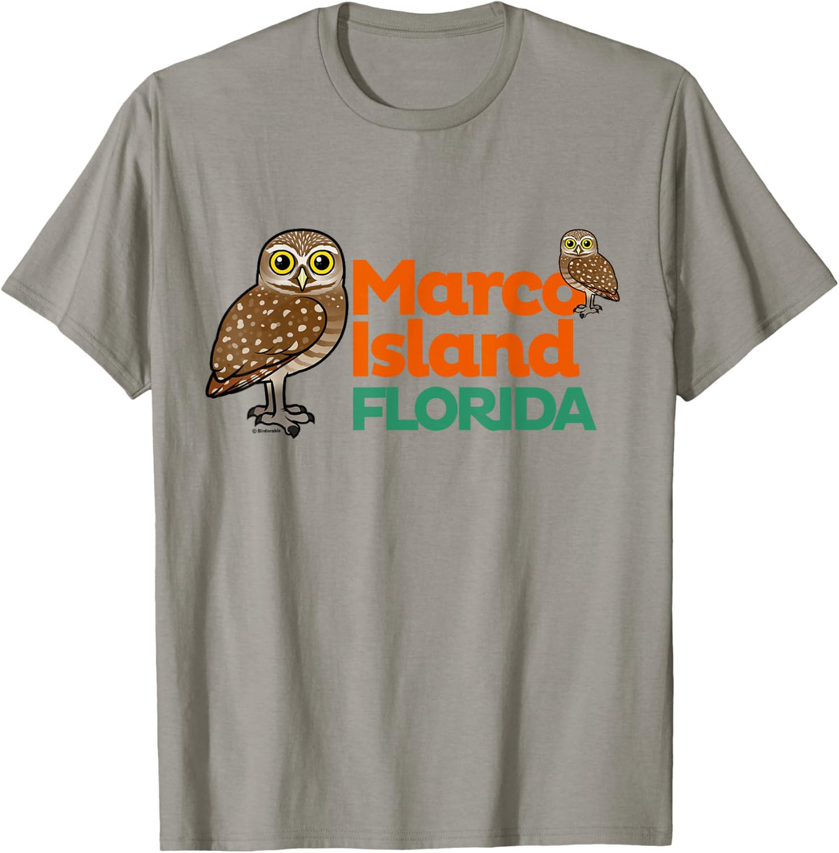 Marco Island Burrowing Owls Birdorable Cute Cartoon Birds T-Shirt - T-Shirt | Sand