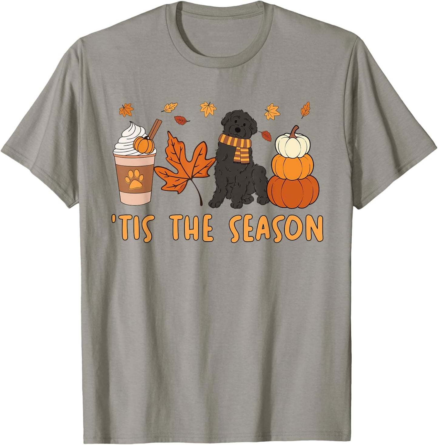 Tis The Season Labradoodle Dog Fall Autumn Pumpkin Coffee T-Shirt - T-Shirt | Sand