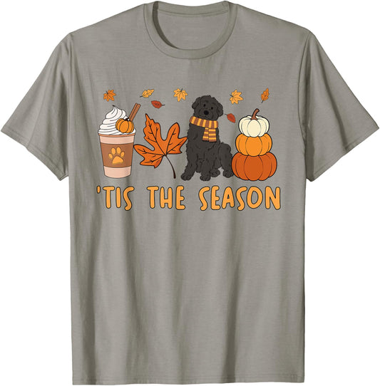 Tis The Season Labradoodle Dog Fall Autumn Pumpkin Coffee T-Shirt - T-Shirt | Sand
