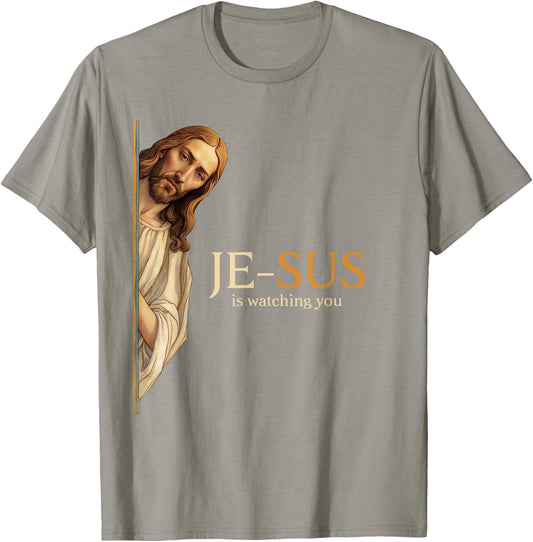 Spiritual watchful Jesus Jesus is watching you T-Shirt - T-Shirt | Sand