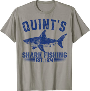 Vintage Quint's Shark Fishing 1974 Retro Fisher Birthday T-Shirt - T-Shirt | Sand
