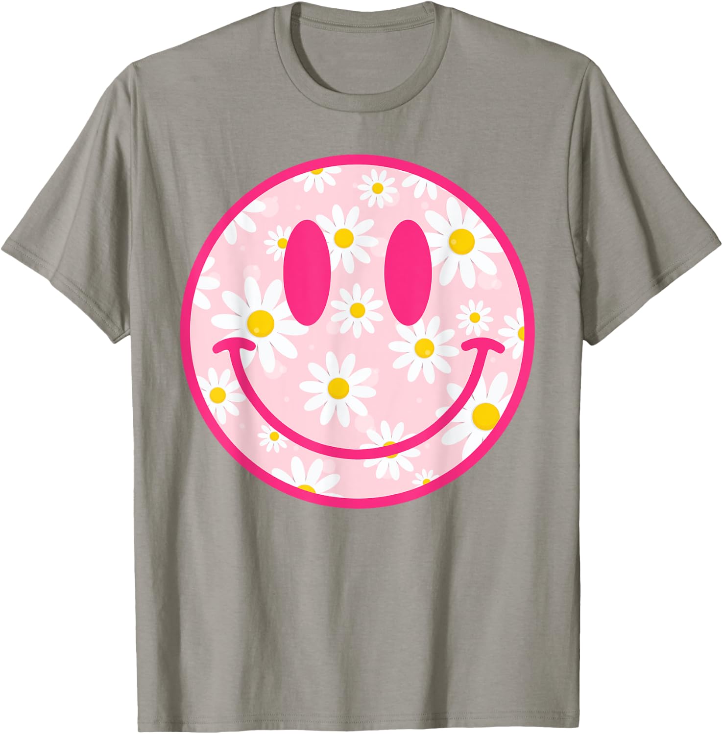 Happy Face Daisy Flower Shirt Preppy Aesthetic Smile Face T-Shirt - T-Shirt | Sand