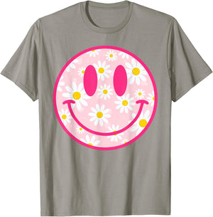 Happy Face Daisy Flower Shirt Preppy Aesthetic Smile Face T-Shirt - T-Shirt | Sand