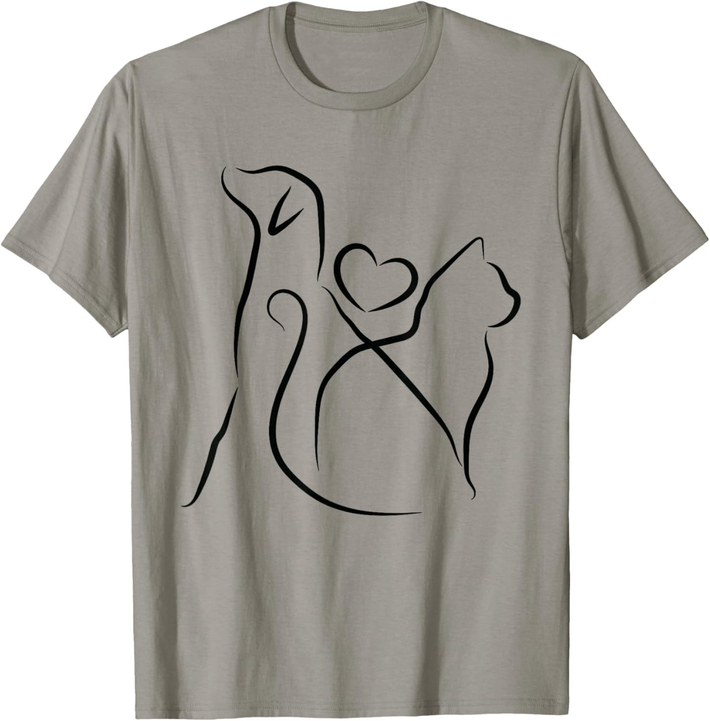 Dog Puppy and Baby Cat Heart - Animal Dog & Cat Heart T-Shirt - T-Shirt | Sand