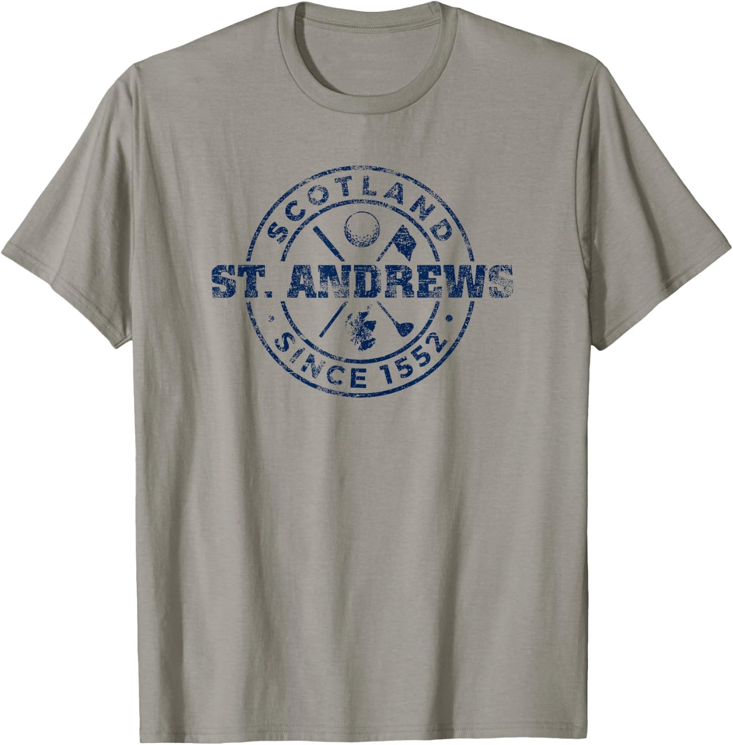 St. Andrews Scotland Golf 1552 Navy Imprint Distressed T-Shirt - T-Shirt | Sand