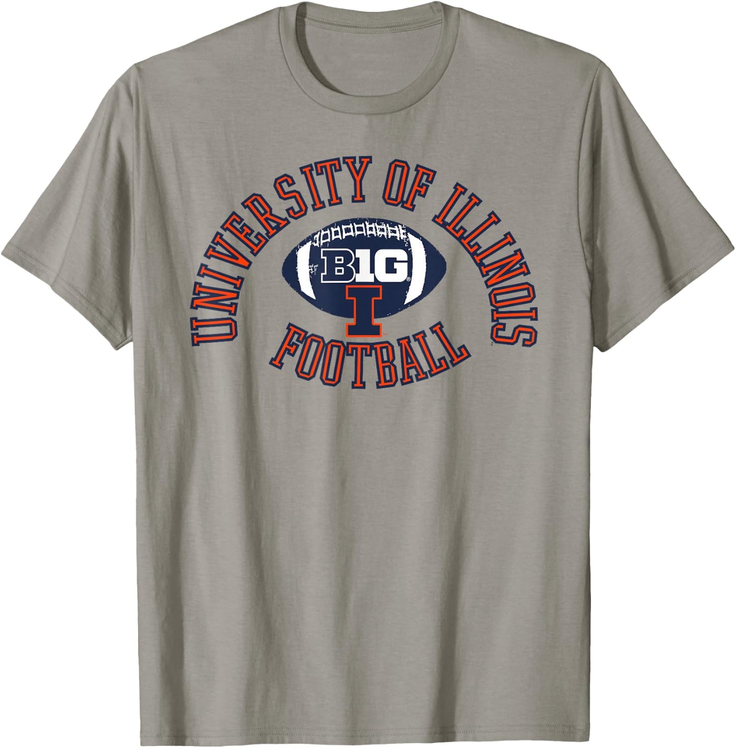 Elite Authentics -Adults & Kids Grey Illinois Fighting Illini Big 10 Football T-Shirt - T-Shirt | Sand