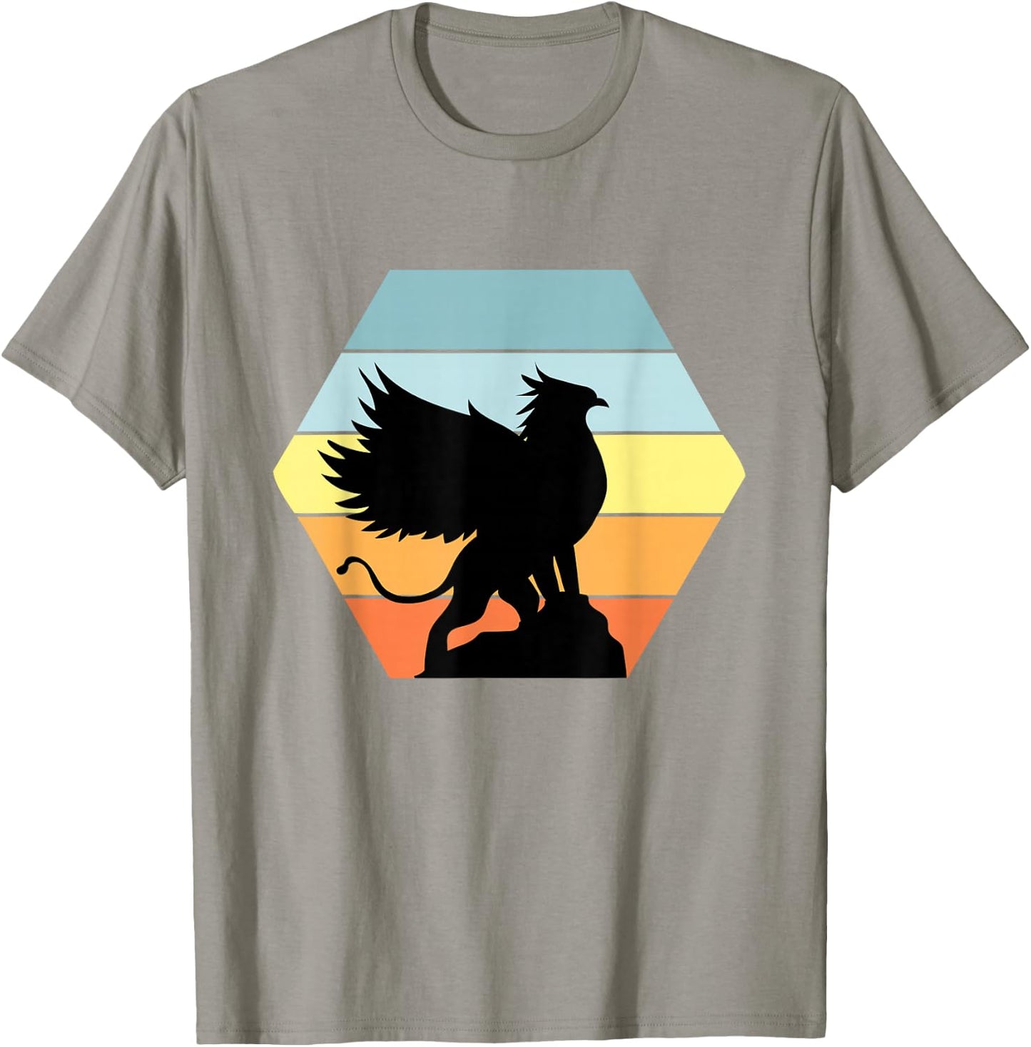 Griffin Retro Vintage Sunset Lion Eagle Mythical Creature T-Shirt - T-Shirt | Sand
