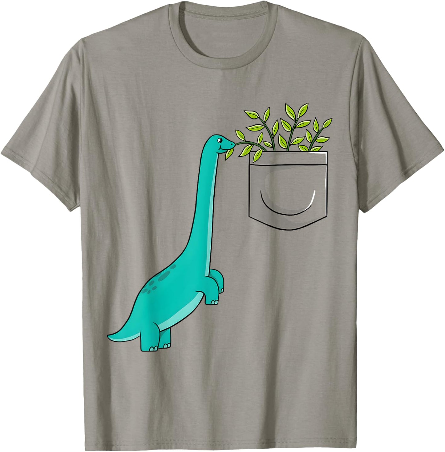 Cute Dinosaur Plants In Pocket Funny Pocket Dinosaur T-Shirt - T-Shirt | Sand
