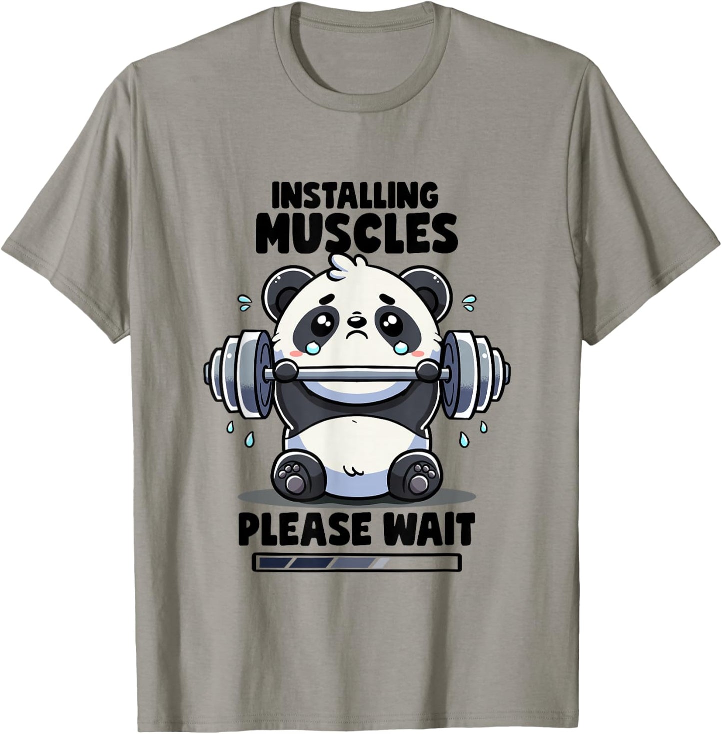 Installing Muscles Please Wait Panda Lifting Gym Quote Panda T-Shirt - T-Shirt | Sand