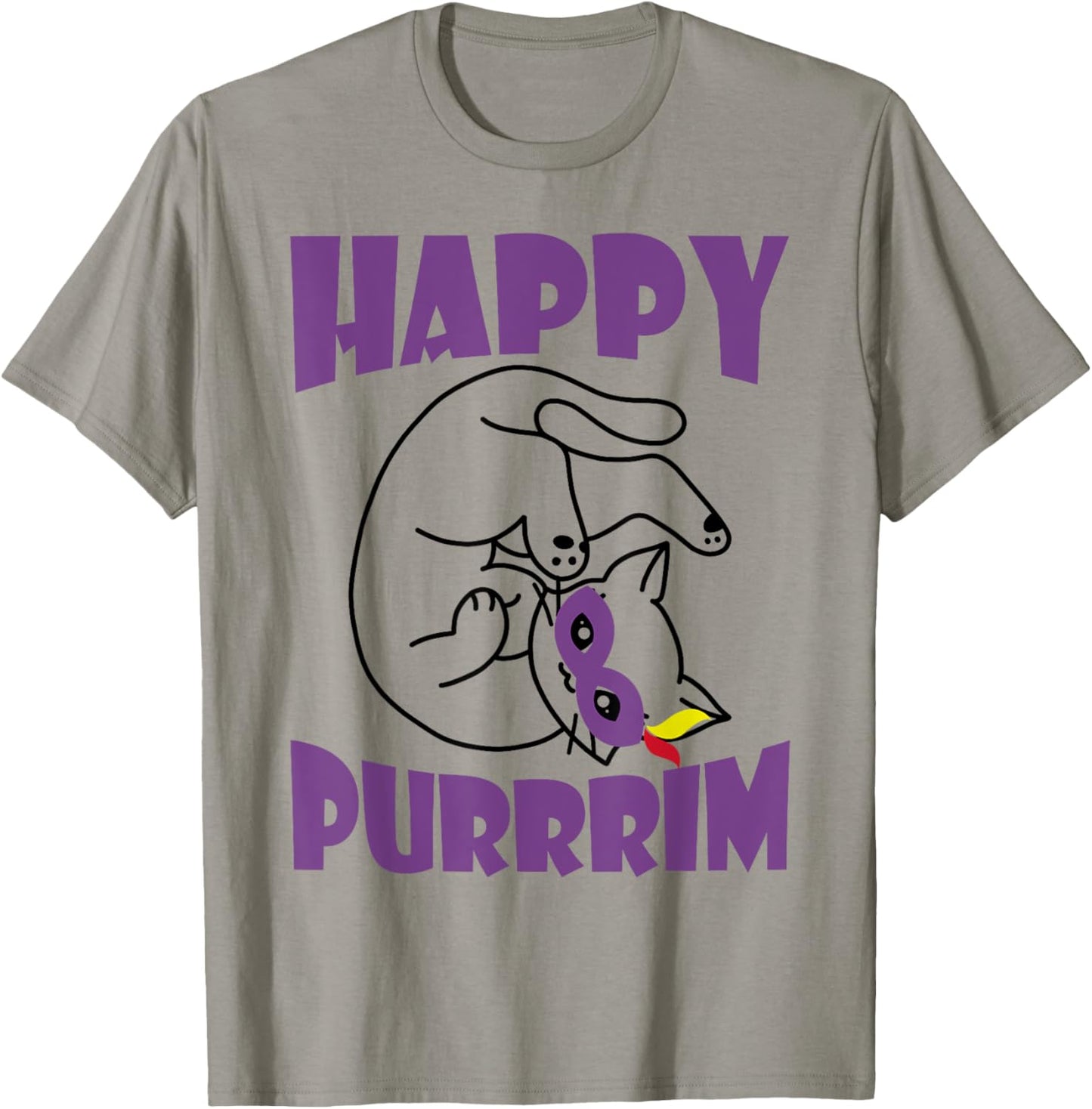 Happy Purrrim Shirt Cat In Costume Purim Shirt Cat Lover T-Shirt - T-Shirt | Sand