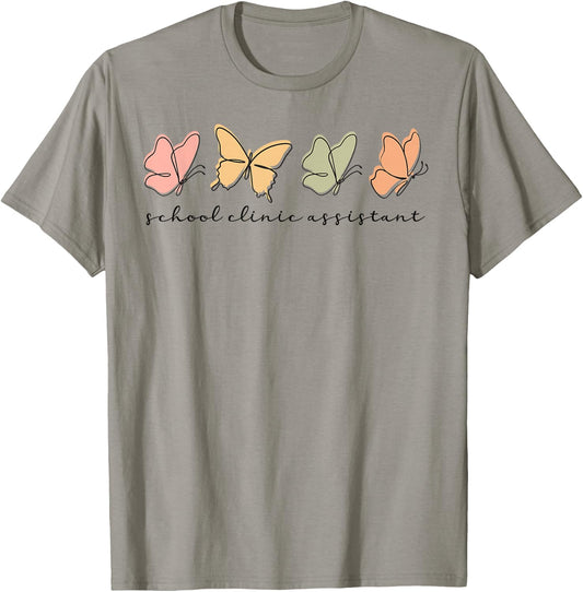 school clinic Assistant Women Cute Squad Butterfly T-Shirt - T-Shirt | Sand