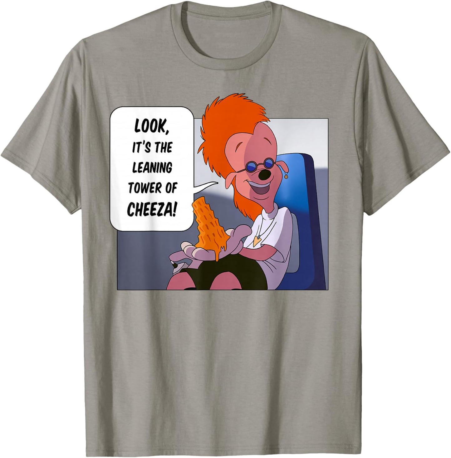 Disney A Goofy Movie The Leaning Tower of Cheeza Small T-Shirt - T-Shirt | Sand