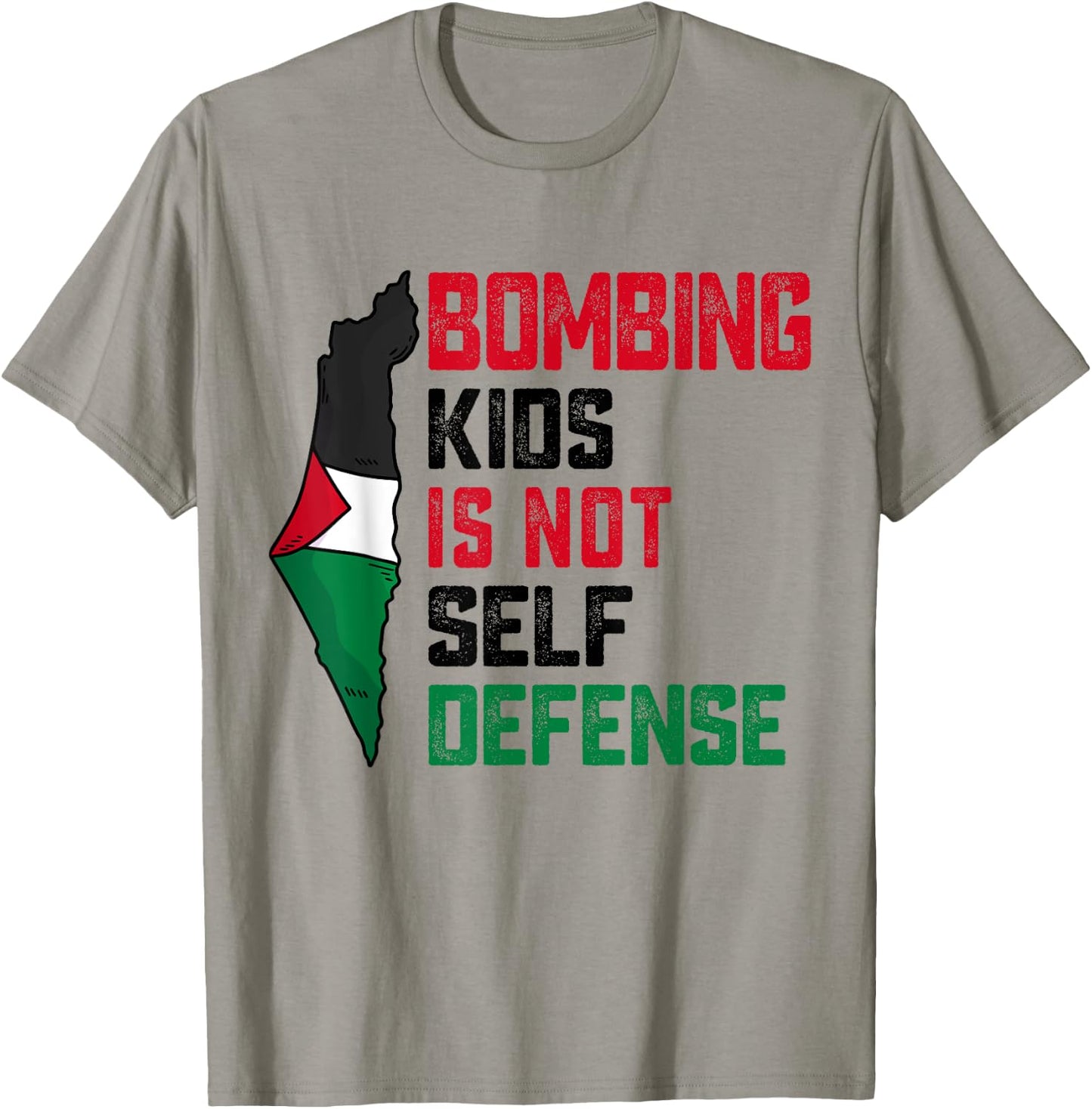 Bombing Kids Is Not Self Defense Palestine Flag Vintage T-Shirt - T-Shirt | Sand