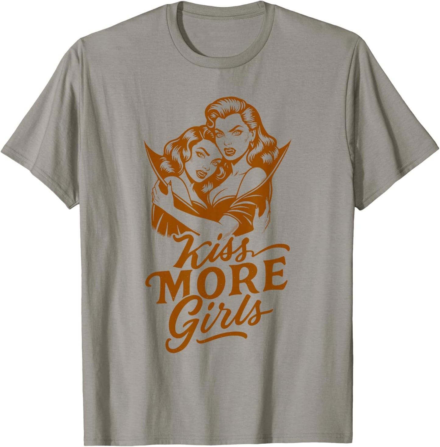 Halloween Vibes Lesbian LGBT Pride Vampire Kiss More Girls T-Shirt - T-Shirt | Sand
