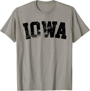 Retro Iowa Vintage Iowa Black Gold Iowa Throwback Design T-Shirt - T-Shirt | Sand