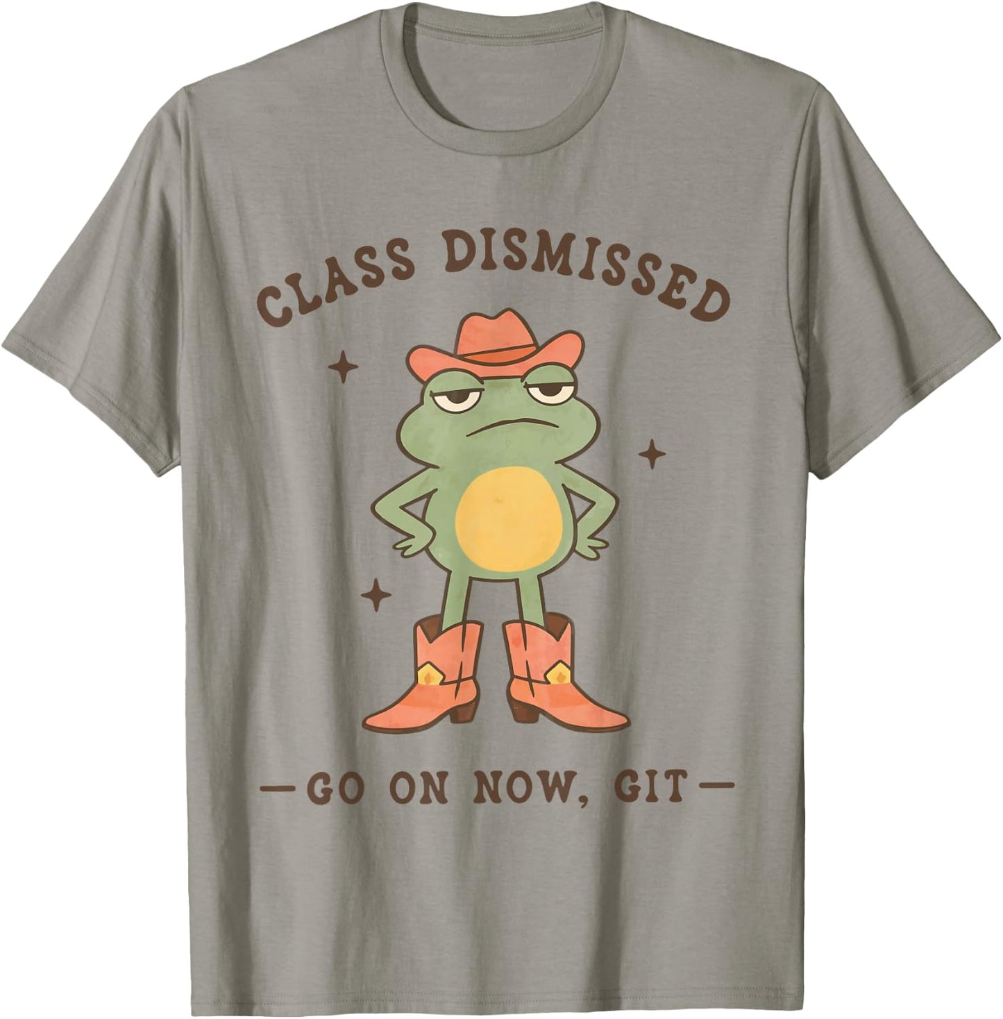 Funny Western Cowboy Frog Last Day of School Class Dismissed T-Shirt - T-Shirt | Sand