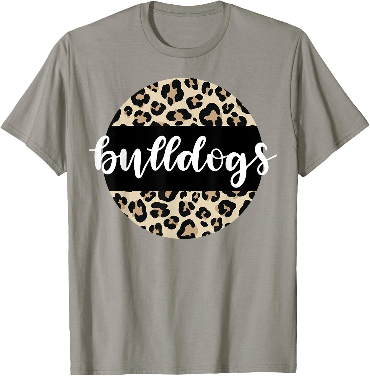 Leopard Print Bulldogs Team Mascot School Spirit Game Night T-Shirt - T-Shirt | Sand