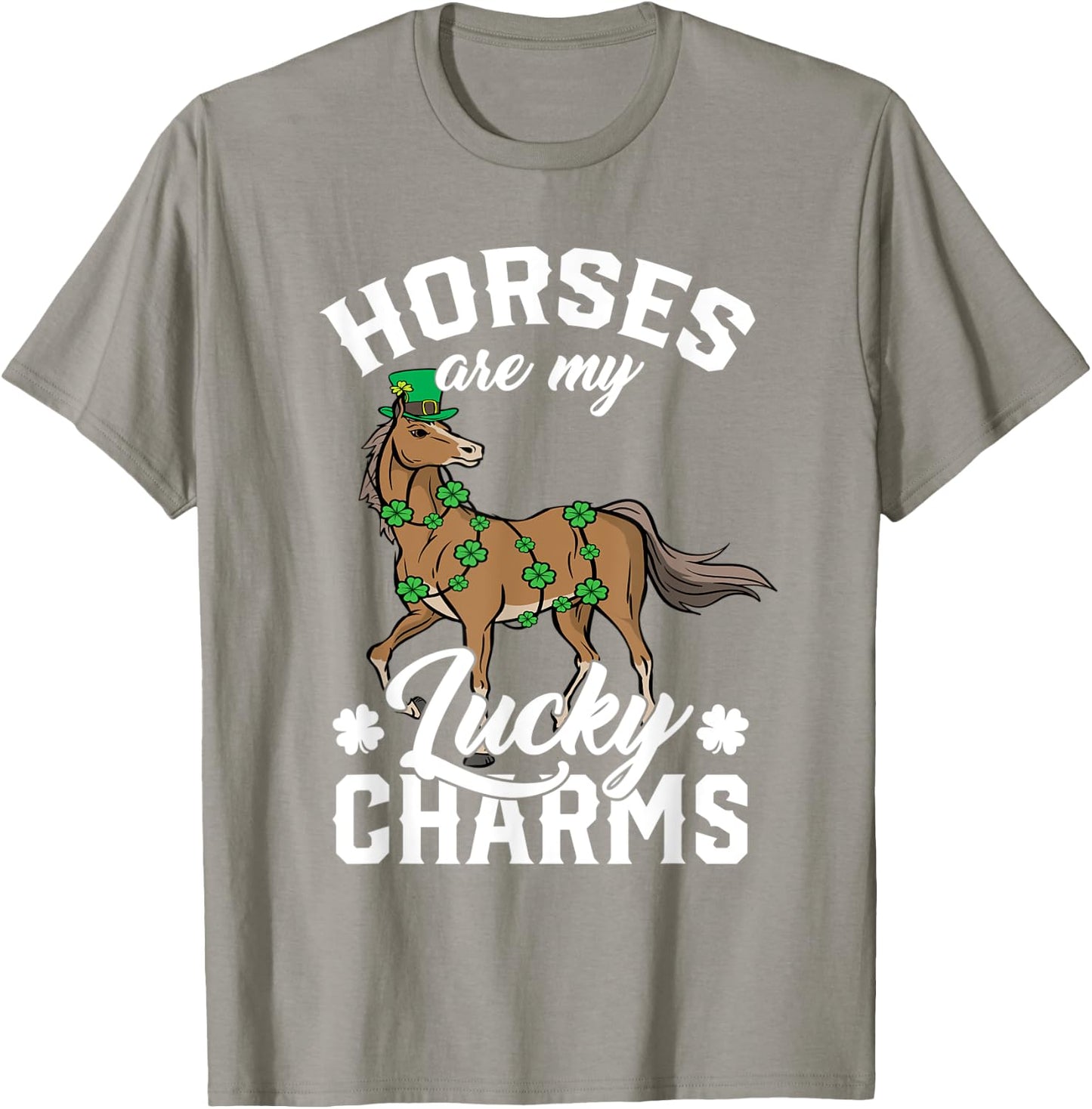 Horses Are My Lucky Charms St Patricks Day Equestrian Lover T-Shirt - T-Shirt | Sand