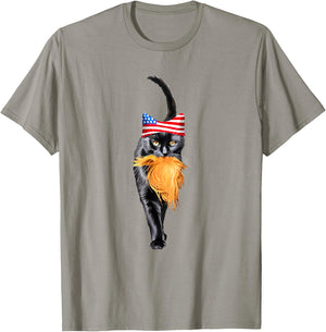Funny Childless Cat Lady With Trump Hair Vote Kamala 2024 T-Shirt - T-Shirt | Sand