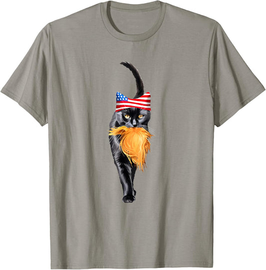 Funny Childless Cat Lady With Trump Hair Vote Kamala 2024 T-Shirt - T-Shirt | Sand
