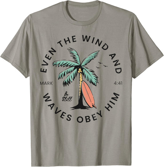 Retro Event The Wind And The Waves Christian Bible Beach T-Shirt - T-Shirt | Sand