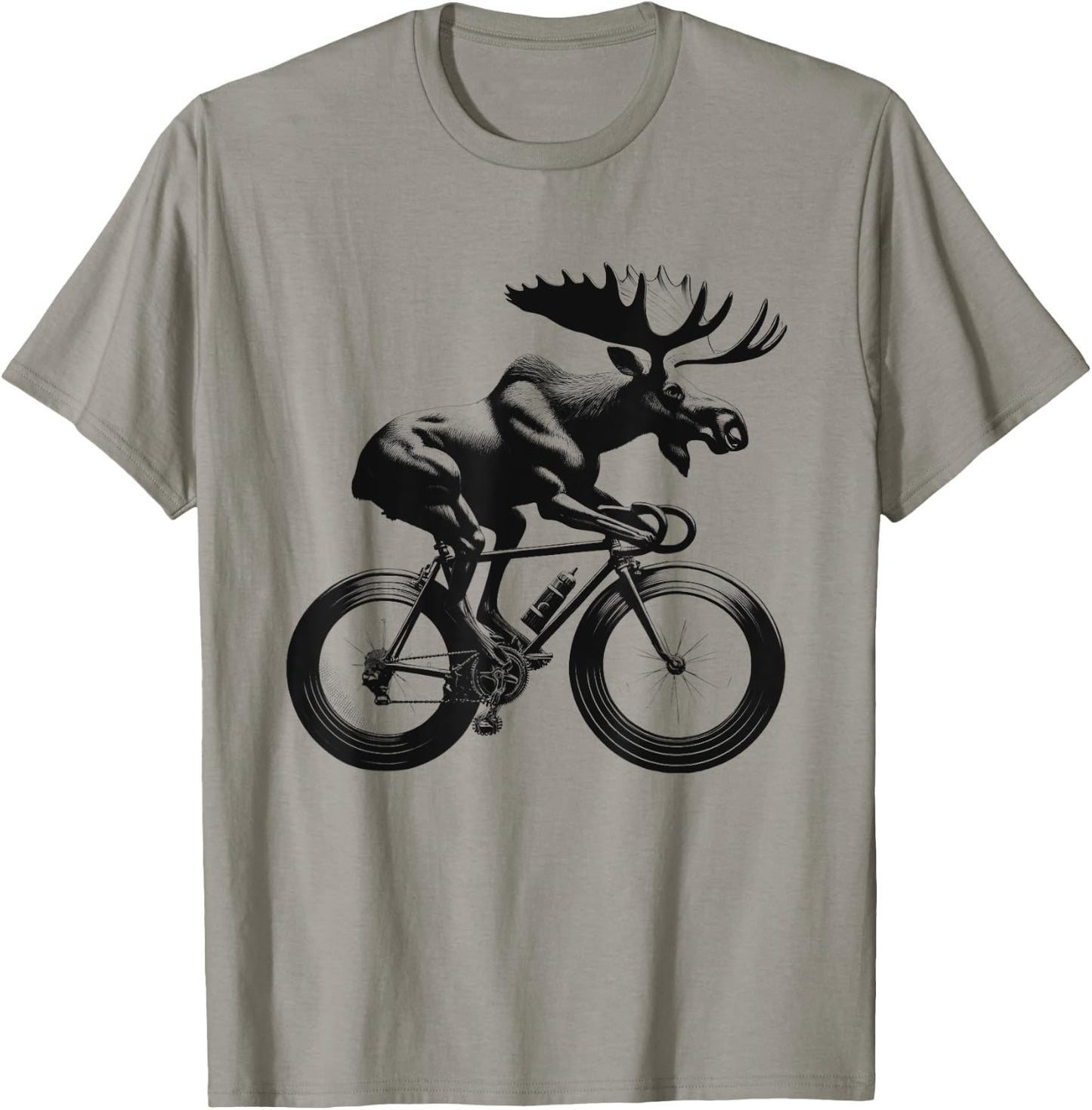 Moose Riding Bike Biker Bicycle Lover Biking T-Shirt - T-Shirt | Sand