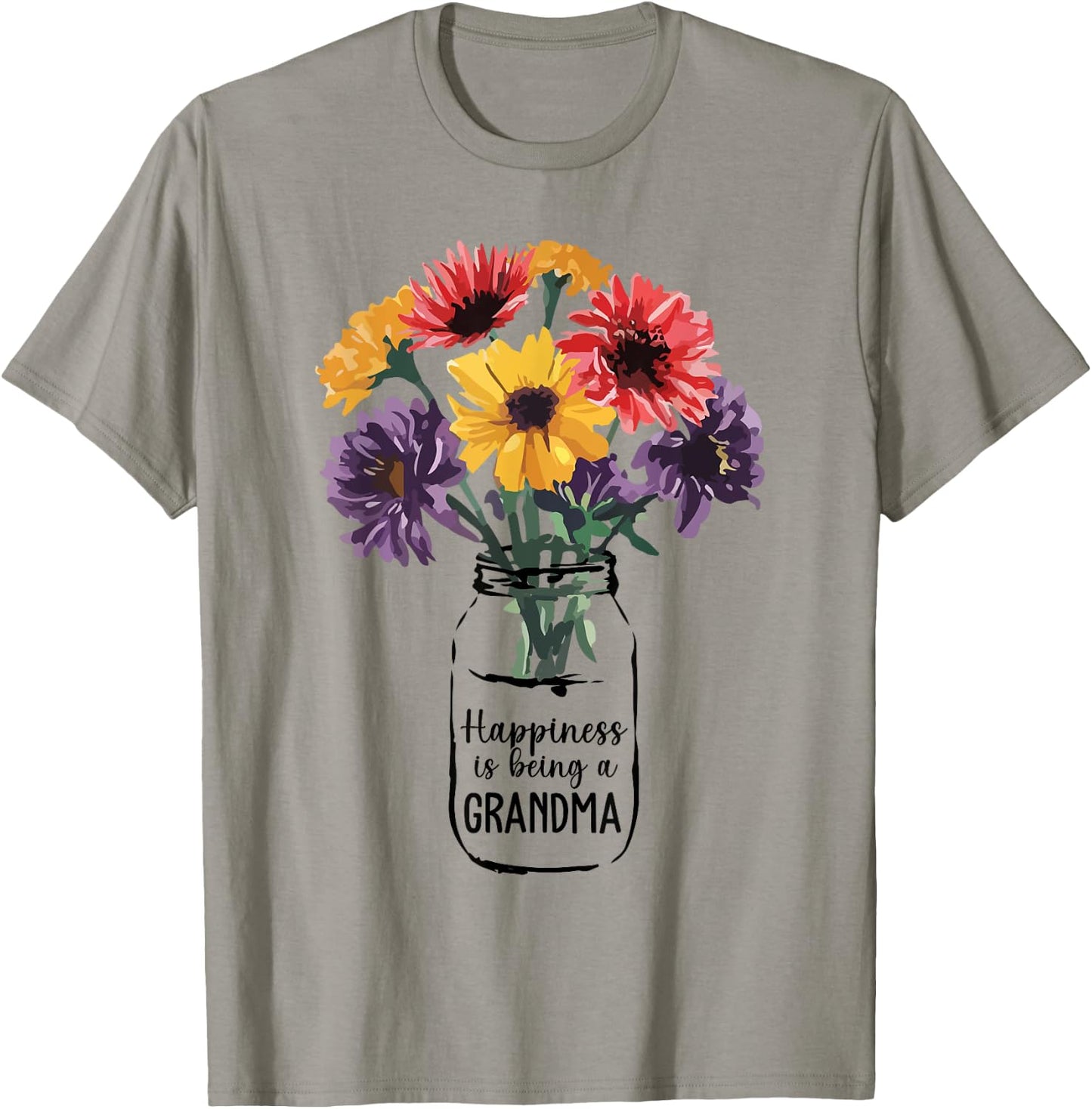Happiness is Being Grandma Beautiful Flower Grandma Life T-Shirt - T-Shirt | Sand