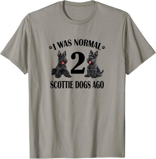 Cute Normal Two 2 Scottie Dogs Ago Scottish Terrier Lover T-Shirt - T-Shirt | Sand