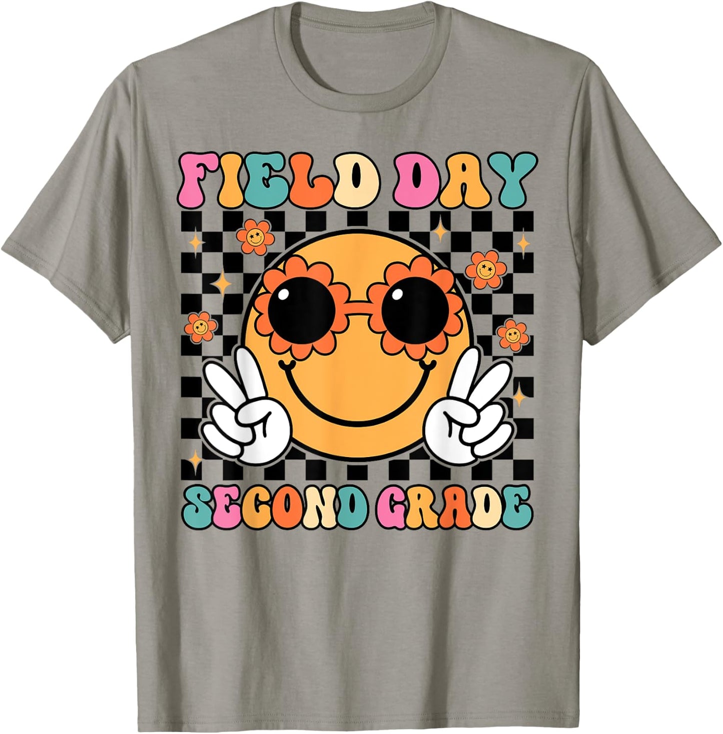 Field Day Second 2nd Grade Teacher Kids Trip School Groovy T-Shirt - T-Shirt | Sand