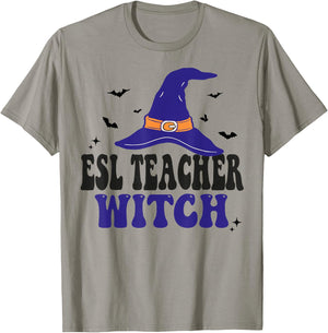 ESL Teacher Witch Funny Halloween Matching Group Costume T-Shirt - T-Shirt | Sand