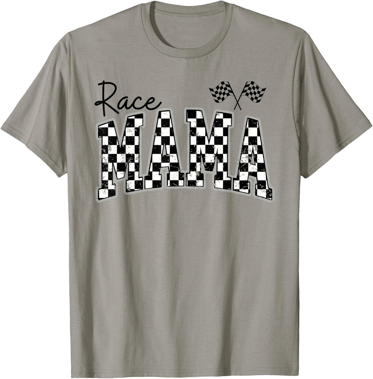 Race Mama Checkered Flag Racing Mom T-Shirt - T-Shirt | Sand
