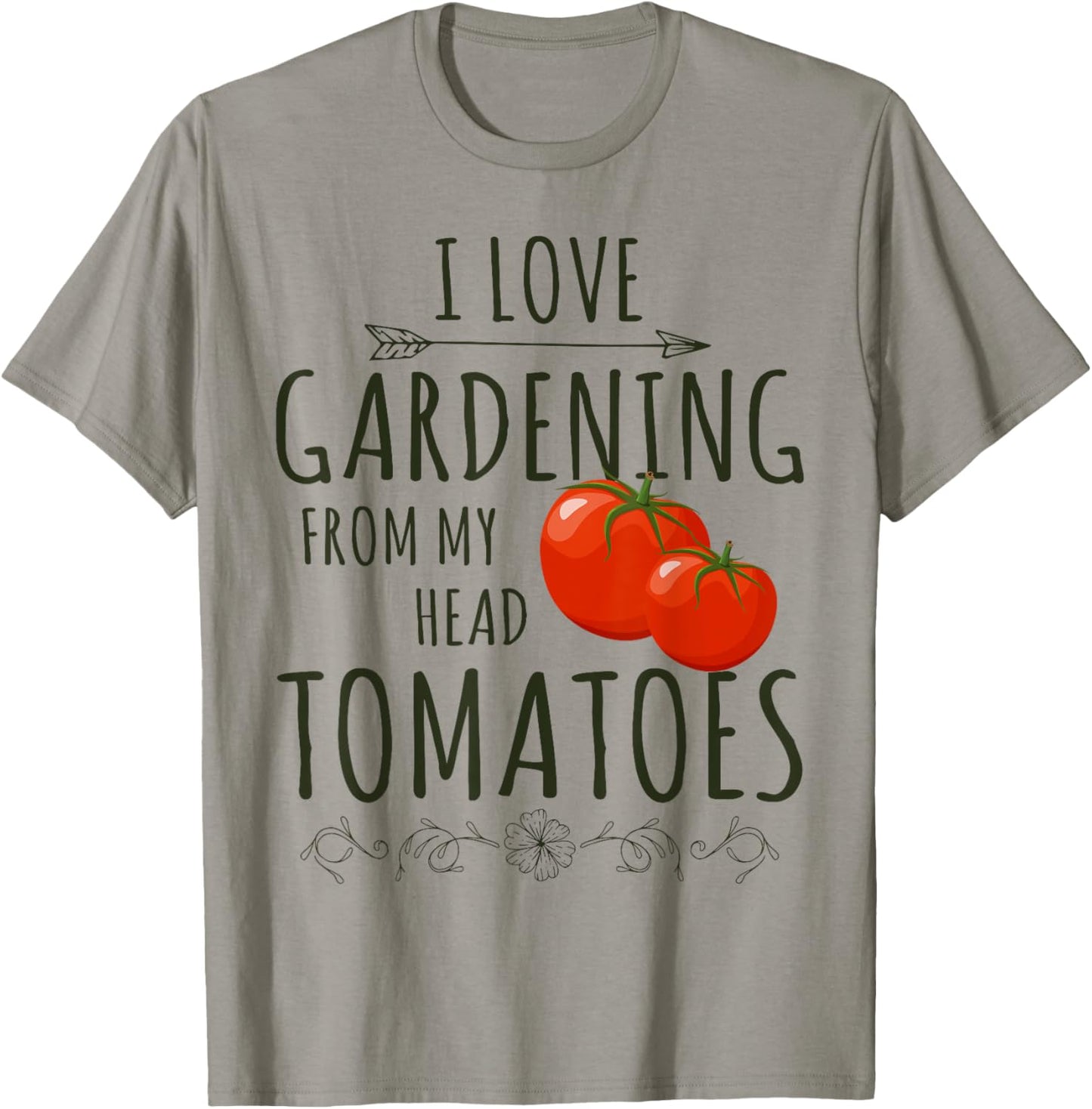 Love Gardening From My Head Tomato Whisperer Tending Farmer T-Shirt - T-Shirt | Sand