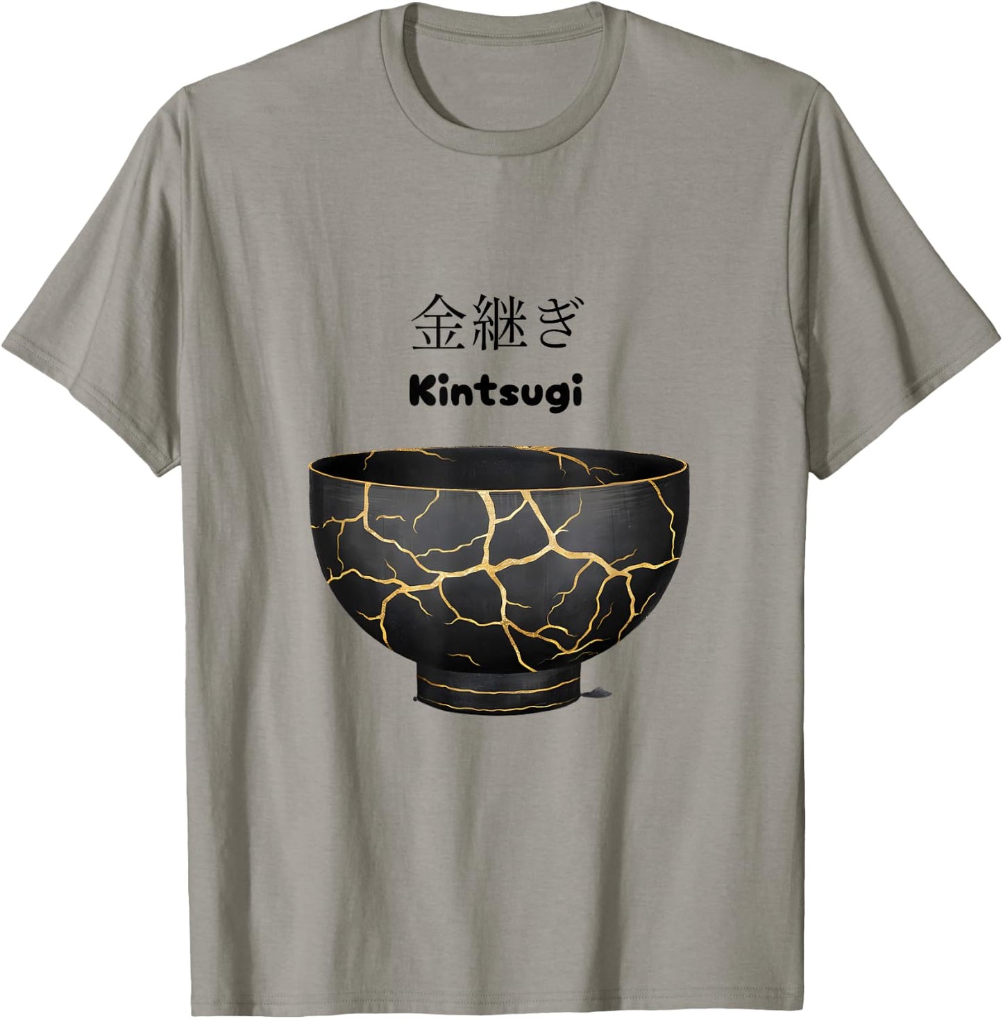 Japanese Kintsugi Bowl - Handcrafted Ceramic Art T-Shirt - T-Shirt | Sand