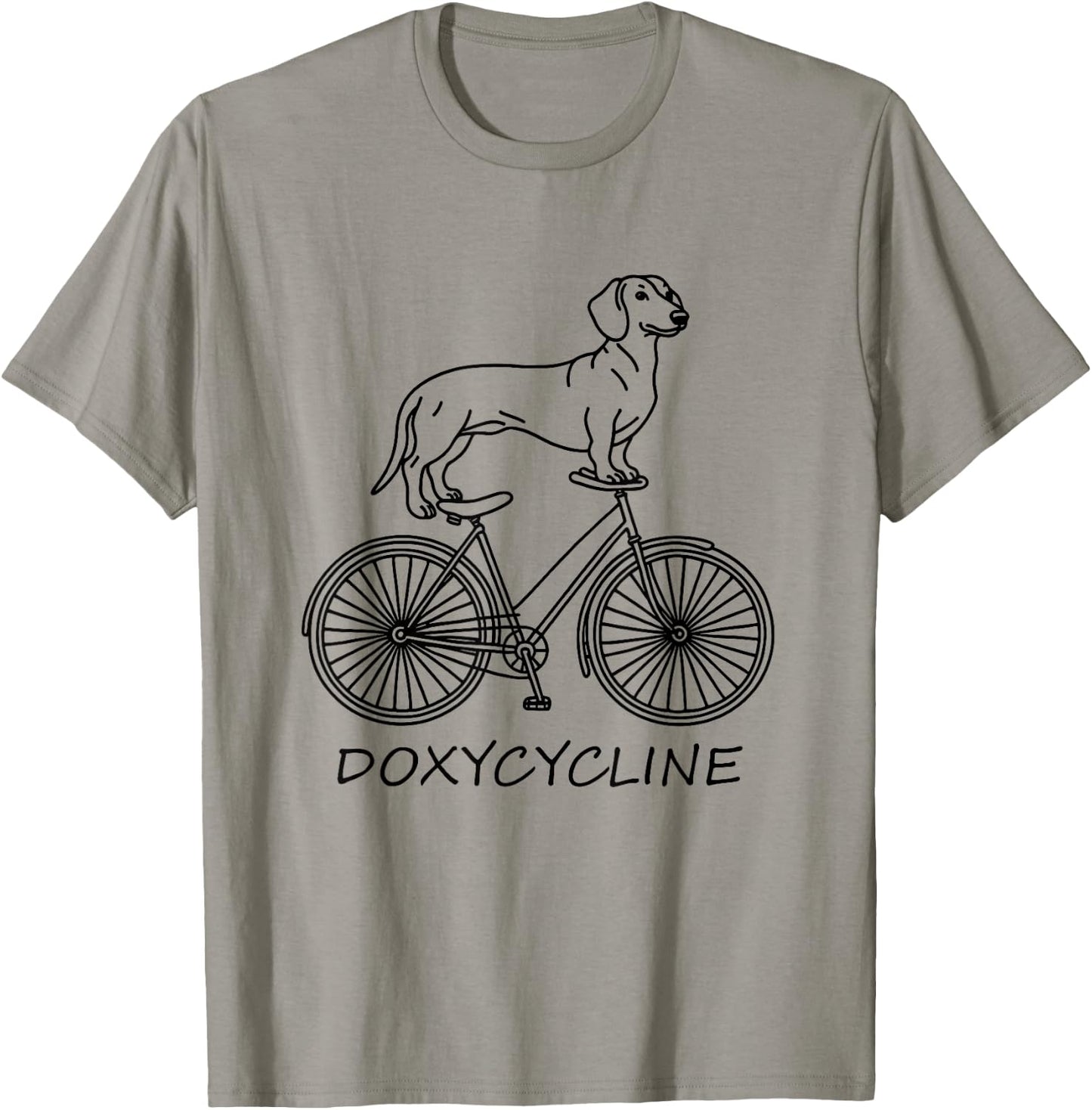 Dachshund on Bicycle Doxycycline Pharmacy Pun Dog Pharmacist Women T-Shirt - T-Shirt | Sand