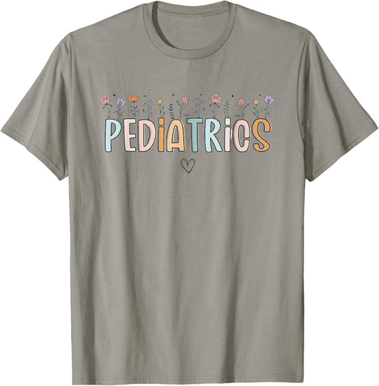 Women Wildflowers Pediatrics Peds Nurse Nurse Appreciation T-Shirt - T-Shirt | Sand
