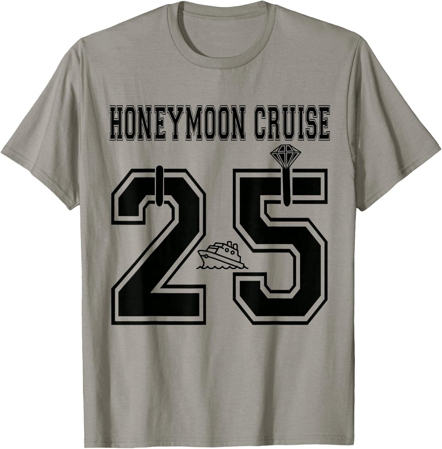 2025 Just Married Honeymoon Cruise Newlyweds Wife Husband T-Shirt - T-Shirt | Sand